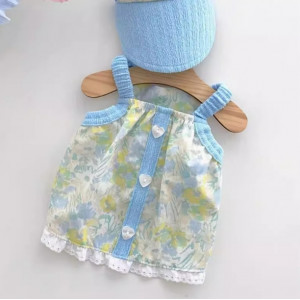 宠物狗狗猫咪、清新小花吊带、夏季薄款衣服