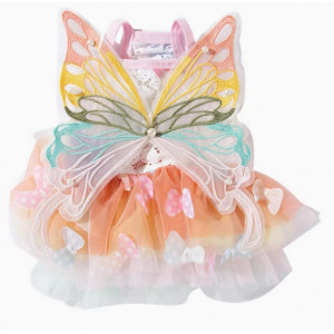 狗狗夏季薄款缤纷蝴蝶公主风吊带裙中小比熊博美彩色宠物衣服裙子