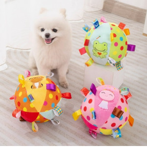 狗狗玩具球发声，泰迪柴犬柯基博美磨牙解闷毛绒球，宠物耐咬消耗体力